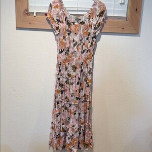 Women's Pink Floral Tiered Maxi Dress by
